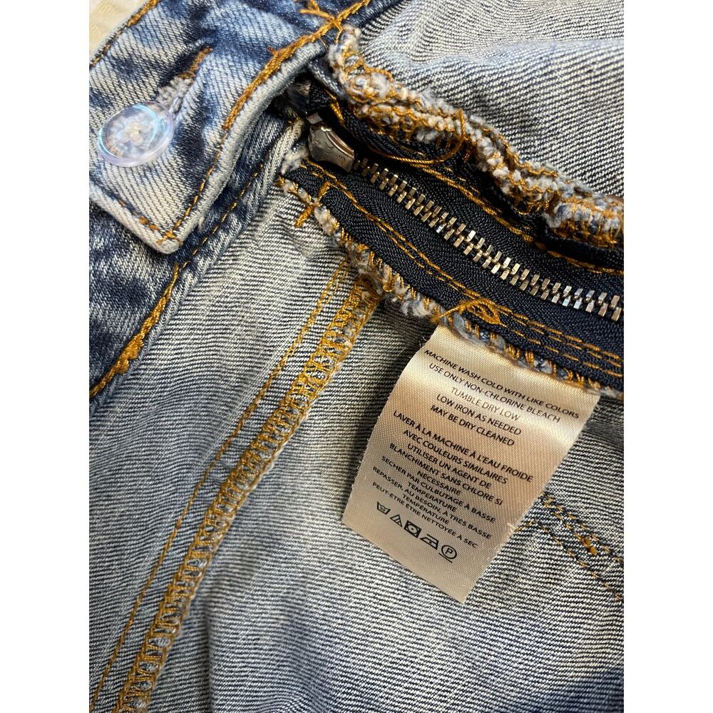 Pilcro Anthropologie Medium Wash Distressed Nood Zelus Denim Micro Mini Skort 26 - Picture 11 of 12